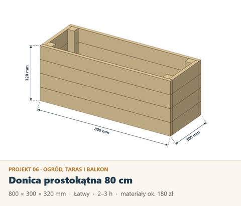 Donica drewniana 80 cm na taras: plan z listą materiałów